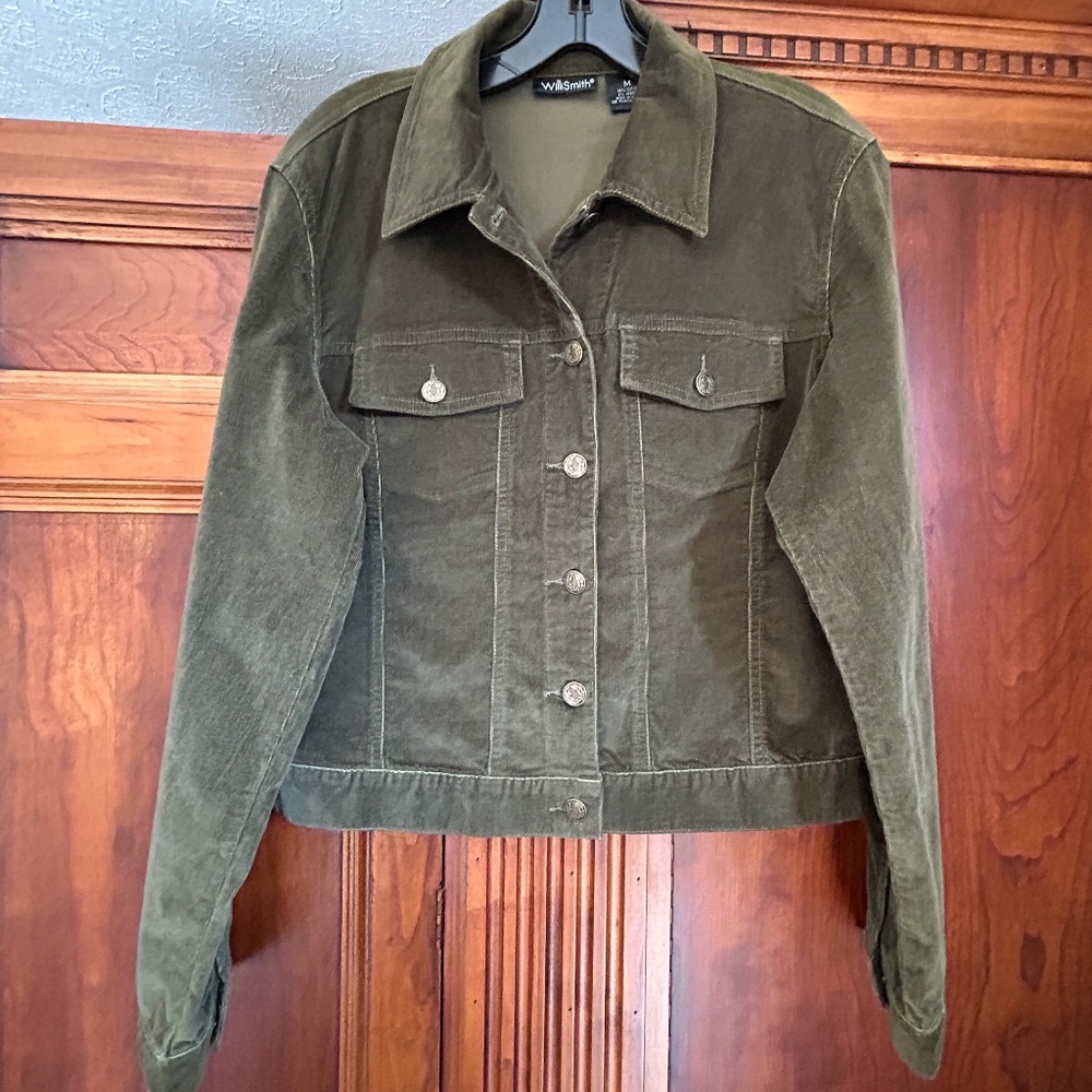 Willi Smith Olive Green Women Corduroy Jacket, Size M - Picture 1 of 16